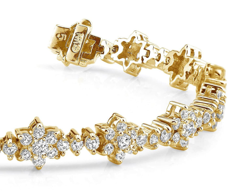 Diamond Cluster Bracelet Lab - Grown Diamond with 7.05 ct.(finished) 2.3mm, 2.6mm, 2.8mm - Luxury Time NYC