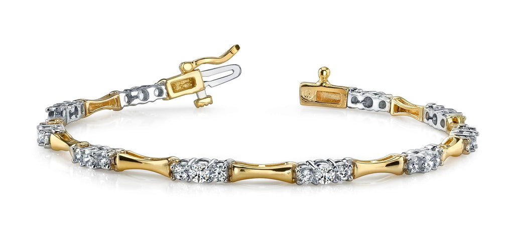 Diamond Column Link Diamond Bracelet with 1.50 ct.(finished) 1.9mm, 2.9mm - Luxury Time NYC