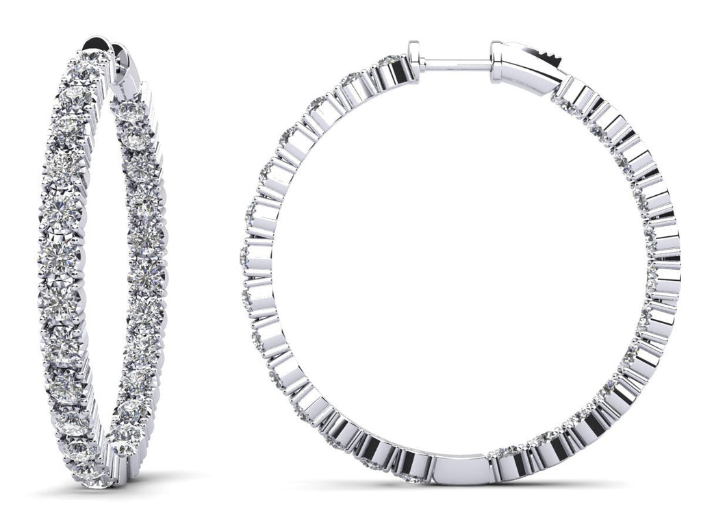 Diamond Crown Hoop Earrings Large Diamond with 1.54 ct.(finished) 1.75mm - Luxury Time NYC