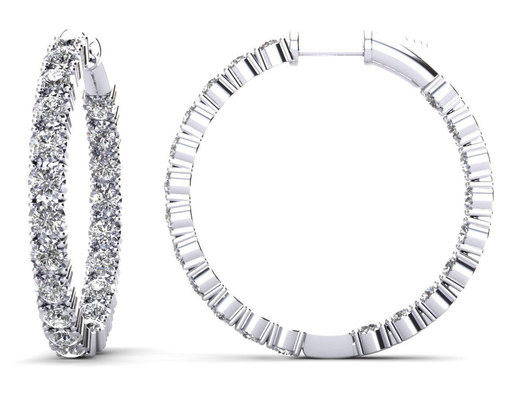 Diamond Crown Hoop Earrings Medium Diamond with 1.23 ct.(finished) 1.75mm - Luxury Time NYC