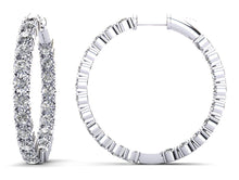 Load image into Gallery viewer, Diamond Crown Hoop Earrings Medium Diamond with 1.23 ct.(finished) 1.75mm - Luxury Time NYC