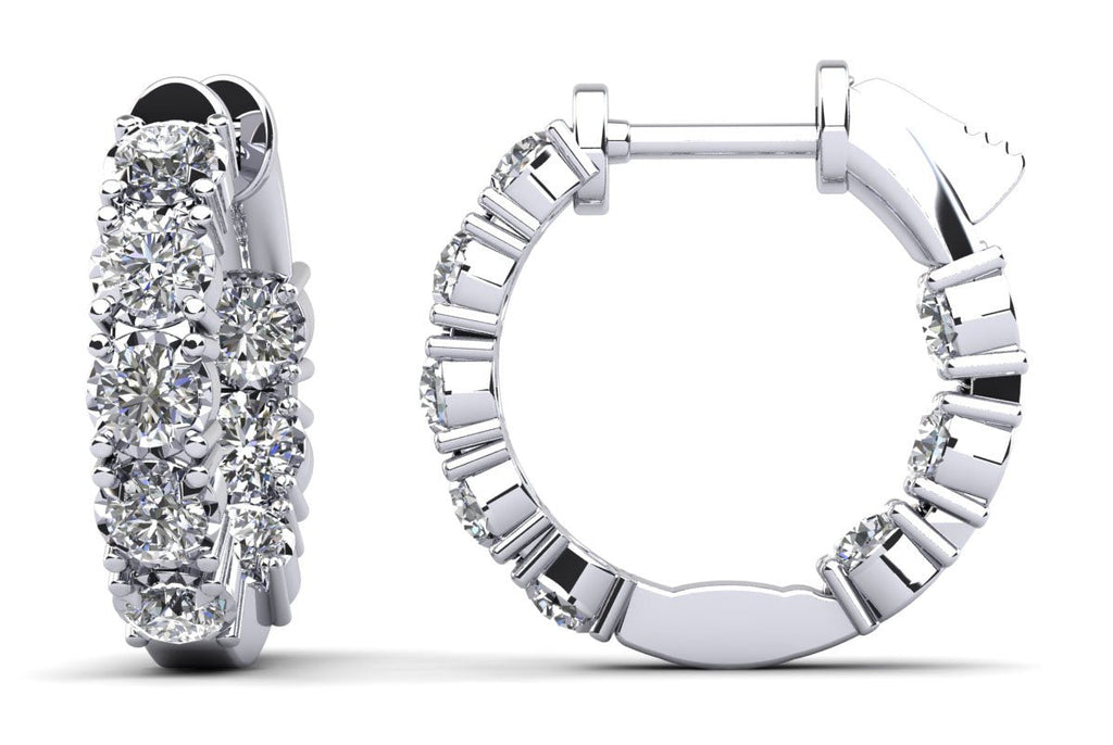 Diamond Crown Hoop Earrings Petite Diamond with 0.86 ct.(finished) 2mm - Luxury Time NYC