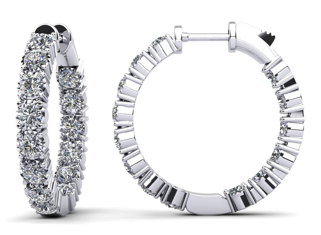 Diamond Crown Hoop Earrings Small Diamond with 0.92 ct.(finished) 1.75mm - Luxury Time NYC