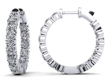 Load image into Gallery viewer, Diamond Crown Hoop Earrings Small Diamond with 0.92 ct.(finished) 1.75mm - Luxury Time NYC