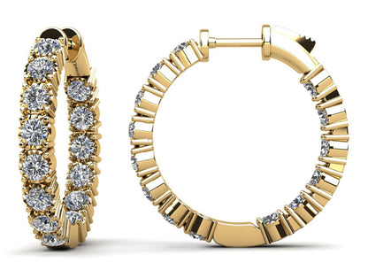 Diamond Crown Hoop Earrings Small Diamond with 2.24 ct.(finished) 2.75mm - Luxury Time NYC