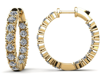 Diamond Crown Hoop Earrings Small Lab - Grown Diamond with 2.24 ct.(finished) 2.75mm - Luxury Time NYC