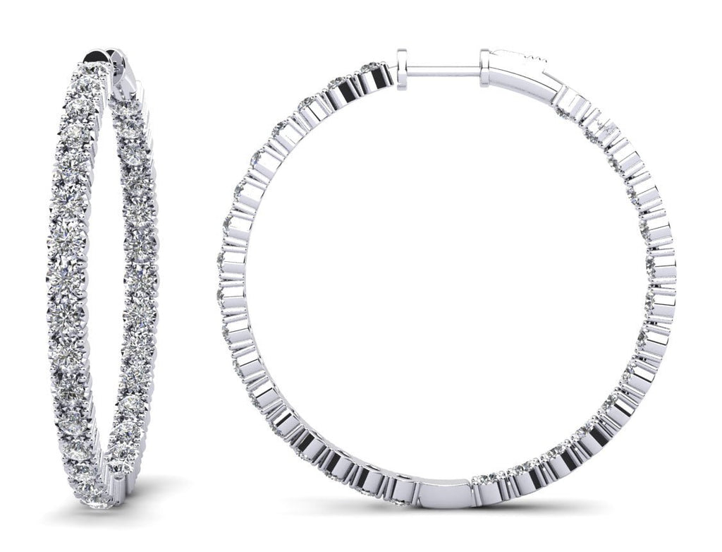 Diamond Crown Hoop Earrings X Large Diamond with 1.89 ct.(finished) 1.75mm - Luxury Time NYC