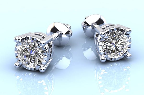 Diamond Crown Stud Diamond Earrings with 0.40 ct.(finished) 3.75mm - Luxury Time NYC