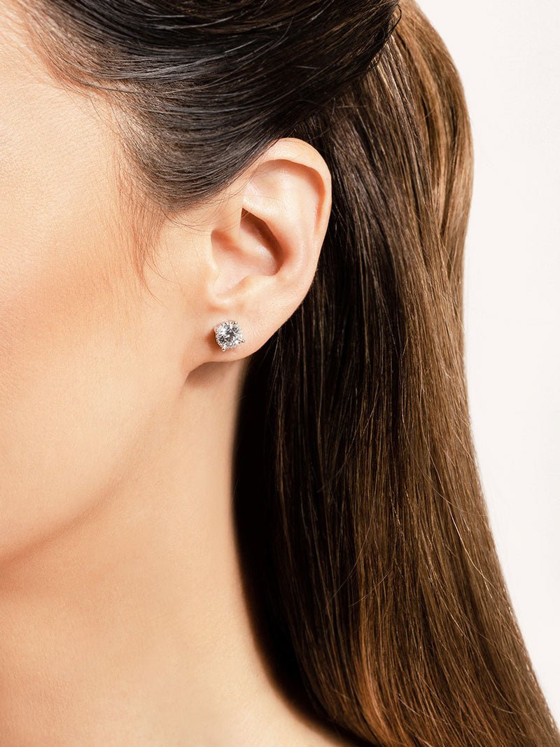 Diamond Crown Stud Diamond Earrings with 1.30 ct.(finished) 5.5mm - Luxury Time NYC