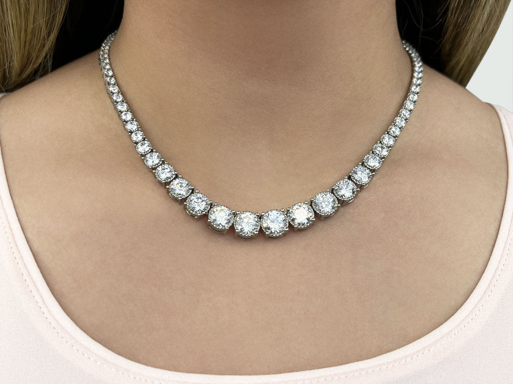 Diamond Crown Tennis Diamond Necklace with 10.00 ct.(finished) - Luxury Time NYC