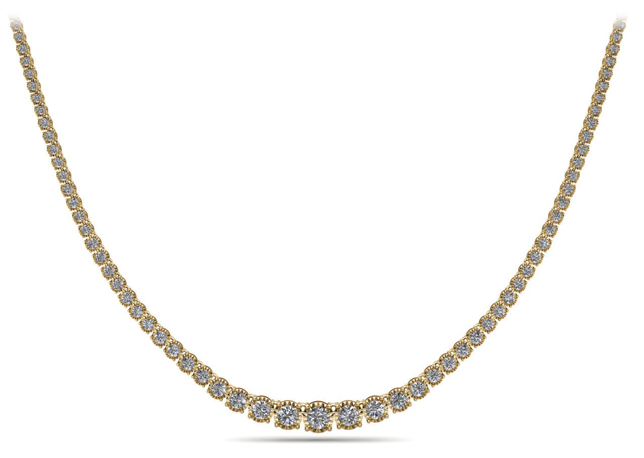 Diamond Crown Tennis Diamond Necklace with 11.07 ct.(finished) - Luxury Time NYC