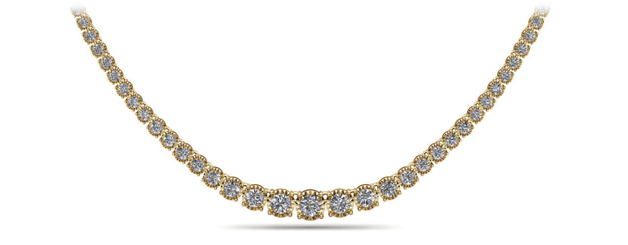 Diamond Crown Tennis Diamond Necklace with 11.07 ct.(finished) - Luxury Time NYC