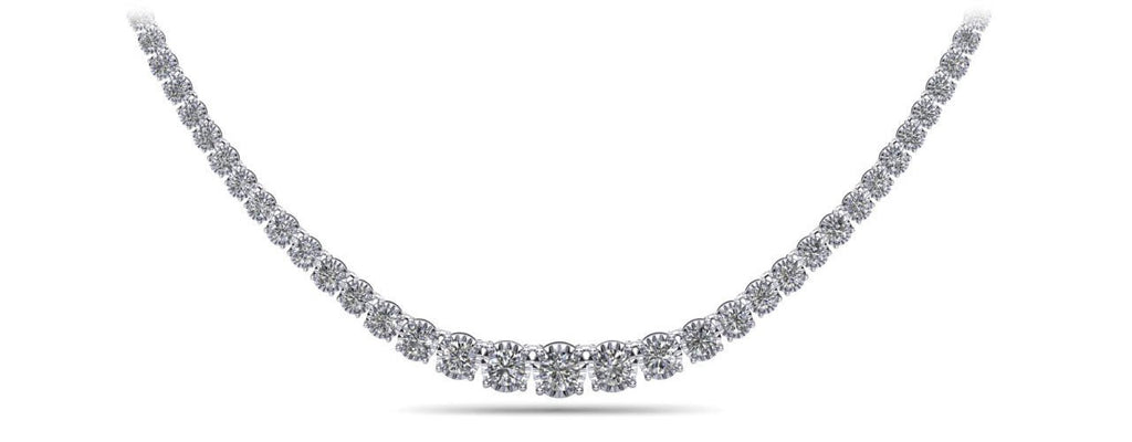 Diamond Crown Tennis Diamond Necklace with 14.08 ct.(finished) - Luxury Time NYC