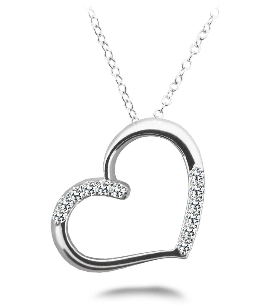 Diamond Detail Heart Diamond Pendant with 0.24 ct.(finished) 1.7mm - Luxury Time NYC