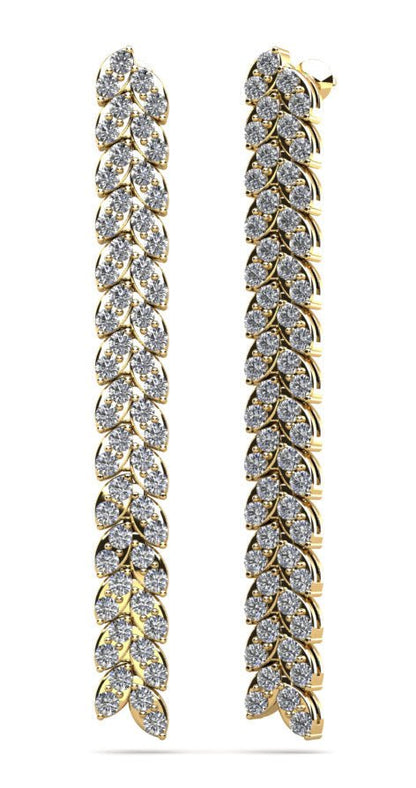 Diamond Drop Leaf Earrings Lab - Grown Diamond with 2.11 ct.(finished) 2mm - Luxury Time NYC
