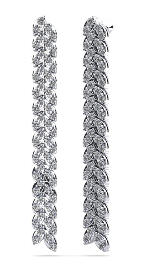 Diamond Drop Leaf Earrings Lab - Grown Diamond with 3.36 ct.(finished) 2.5mm - Luxury Time NYC