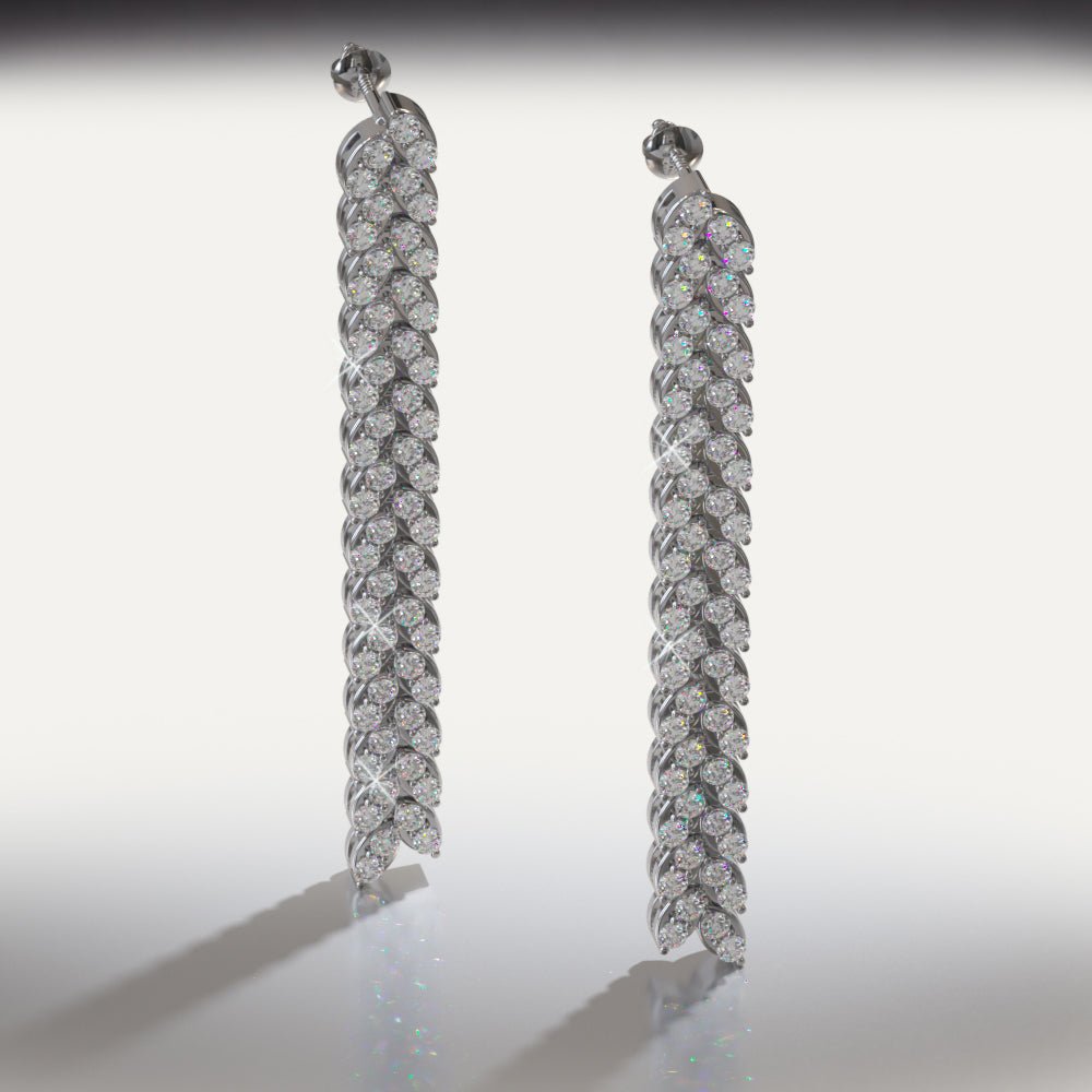 Diamond Drop Leaf Earrings Lab - Grown Diamond with 3.36 ct.(finished) 2.5mm - Luxury Time NYC