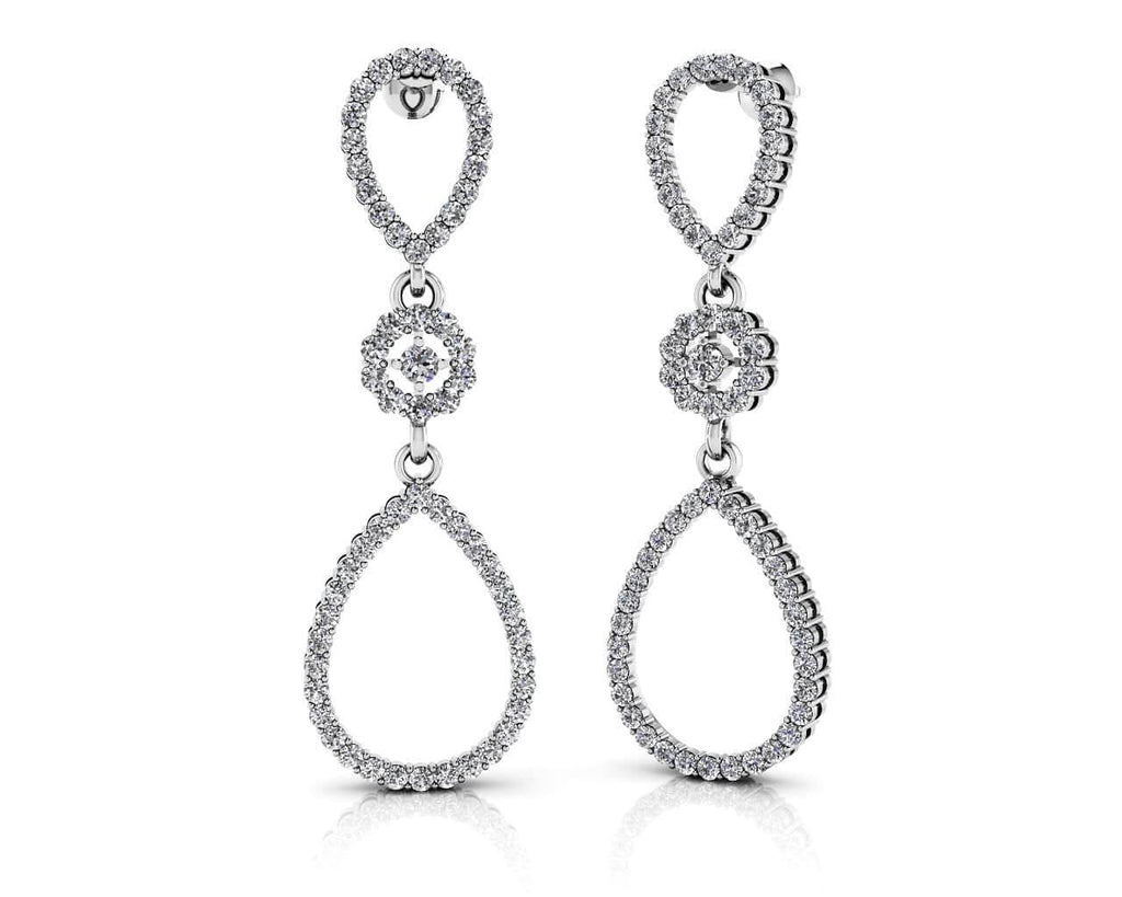 Diamond Drop TearDrop Lab - Grown Diamond Earrings with 1.03 ct.(finished) 1.1mm, 1.5mm, 2mm - Luxury Time NYC