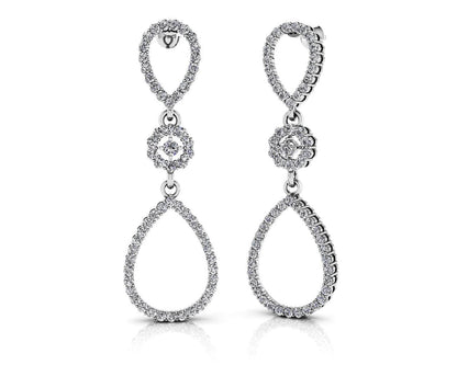 Diamond Drop TearDrop Lab - Grown Diamond Earrings with 1.93 ct.(finished) 1.5mm, 2mm - Luxury Time NYC