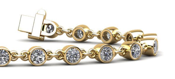 Diamond Drops Chain Link Bezel Diamond Bracelet with 1.56 ct.(finished) 2.5mm - Luxury Time NYC