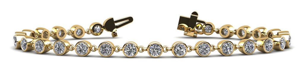 Diamond Drops Single Link Bezel Bracelet Diamond with 3.15 ct.(finished) 3mm - Luxury Time NYC