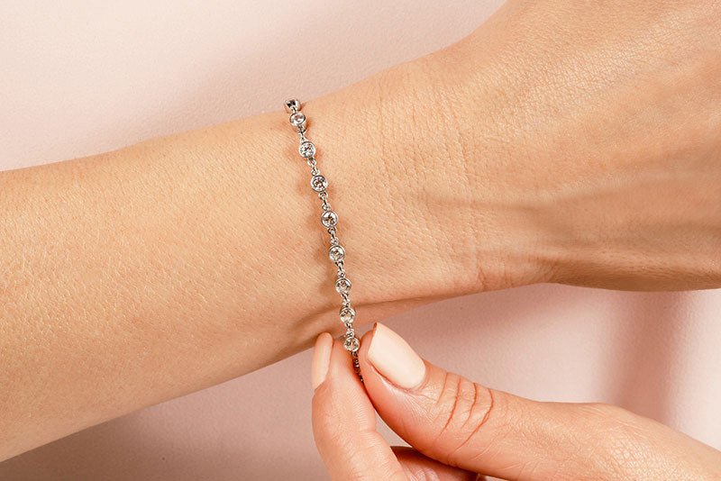 Diamond Drops Single Link Bezel Bracelet Diamond with 3.15 ct.(finished) 3mm - Luxury Time NYC