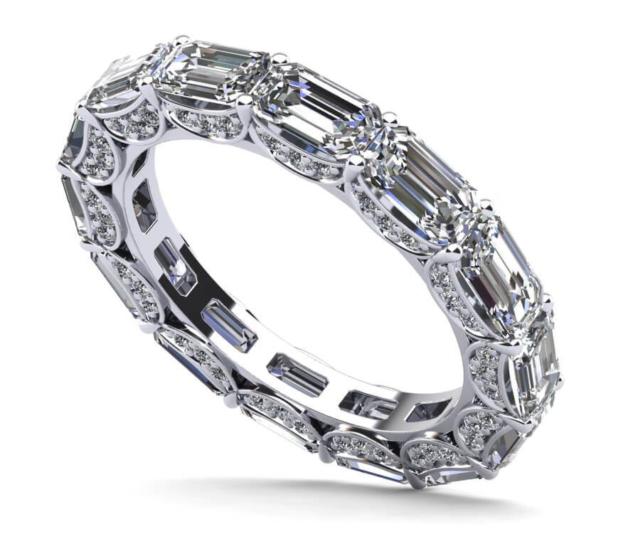 Diamond Eternity Ring With Sash Setting Lab - Grown Diamond with 3.74 ct.(finished) 4x3mm, 1mm - Luxury Time NYC