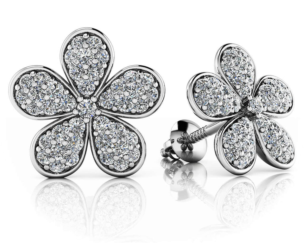 Diamond Flower Lab - Grown Diamond Stud Earrings with 0.44 ct.(finished) 1mm, 1.1mm, 1.2mm - Luxury Time NYC