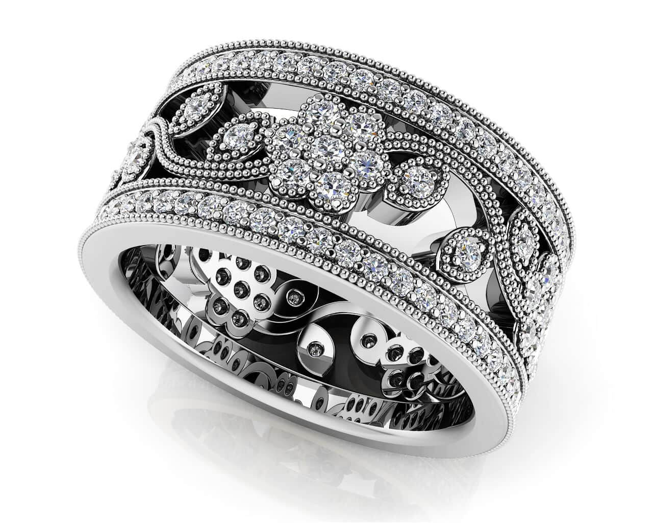 Diamond Flowers Eternity Band Lab - Grown Diamond with 1.02 ct.(finished) 1mm, 1.1mm, 1.3mm - Luxury Time NYC