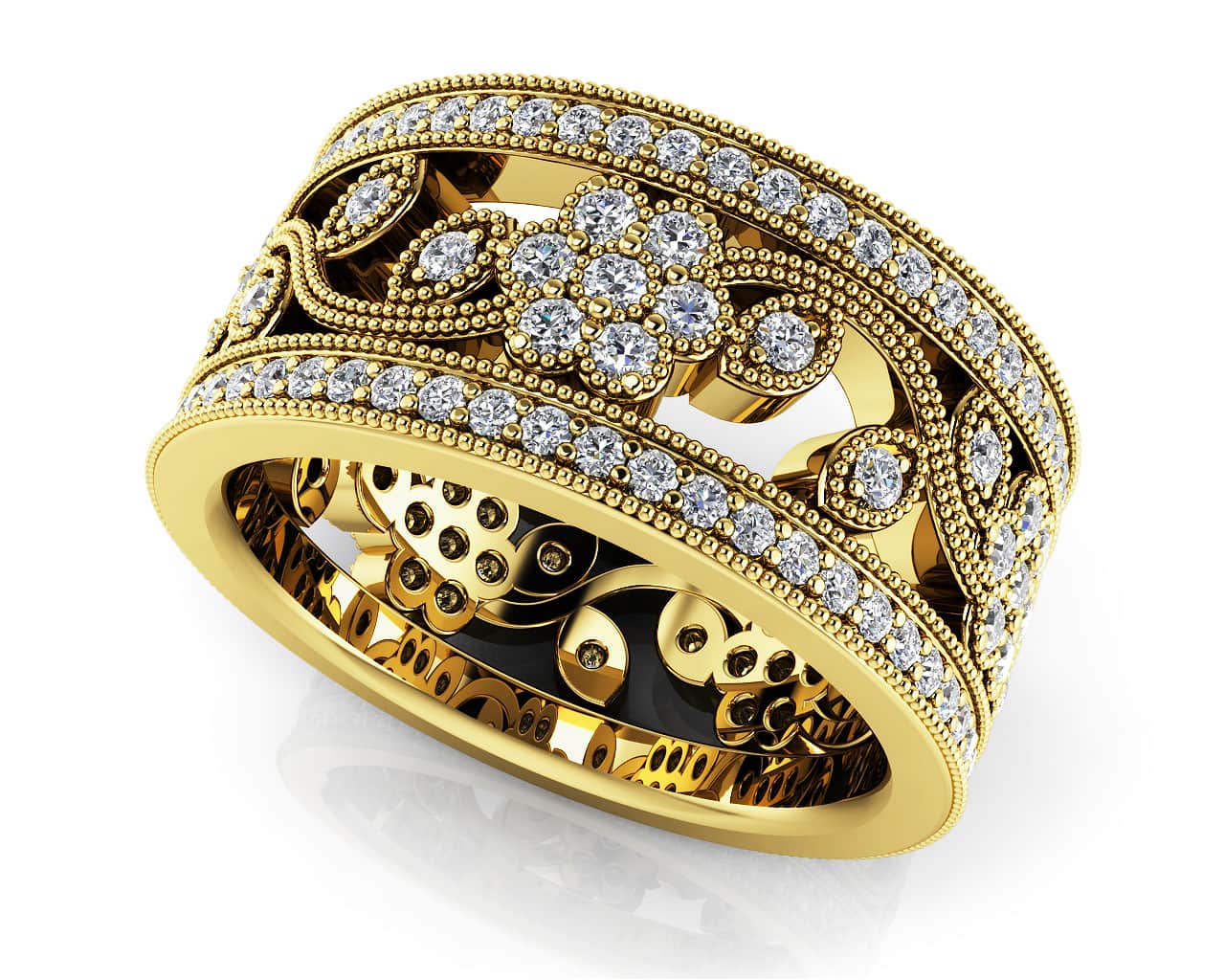 Diamond Flowers Eternity Band Lab - Grown Diamond with 1.02 ct.(finished) 1mm, 1.1mm, 1.3mm - Luxury Time NYC