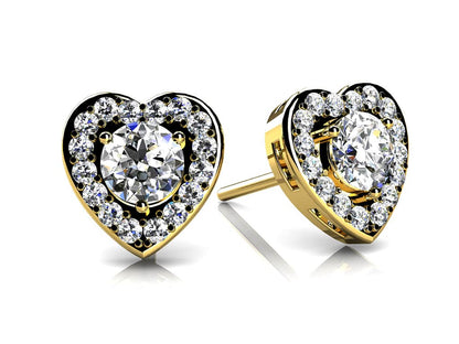 Diamond Heart Diamond Studs with 0.29 ct. (2X0.08 ct. center diamonds) - Luxury Time NYC