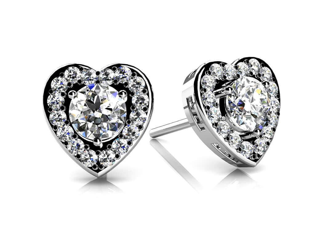 Diamond Heart Diamond Studs with 0.54 ct. (2X0.16 ct. center diamonds) - Luxury Time NYC