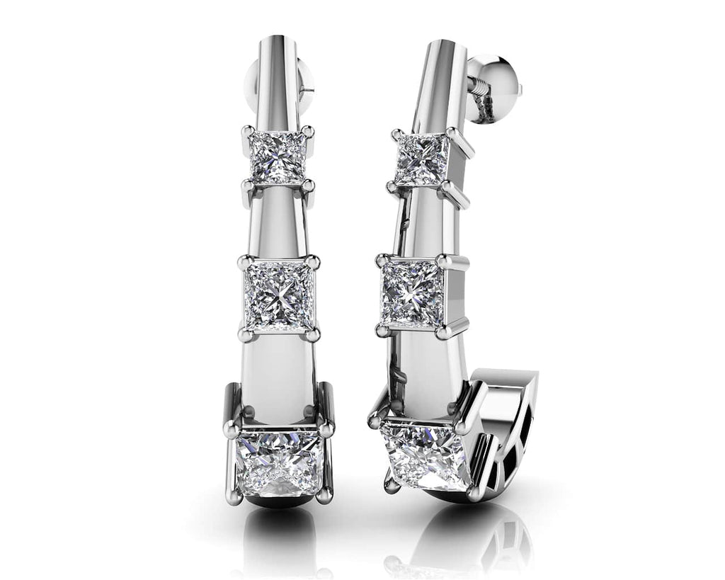 Diamond Horn Earrings Diamond with 0.52 ct.(finished) 1.8mm, 2.4mm, 2.9mm - Luxury Time NYC