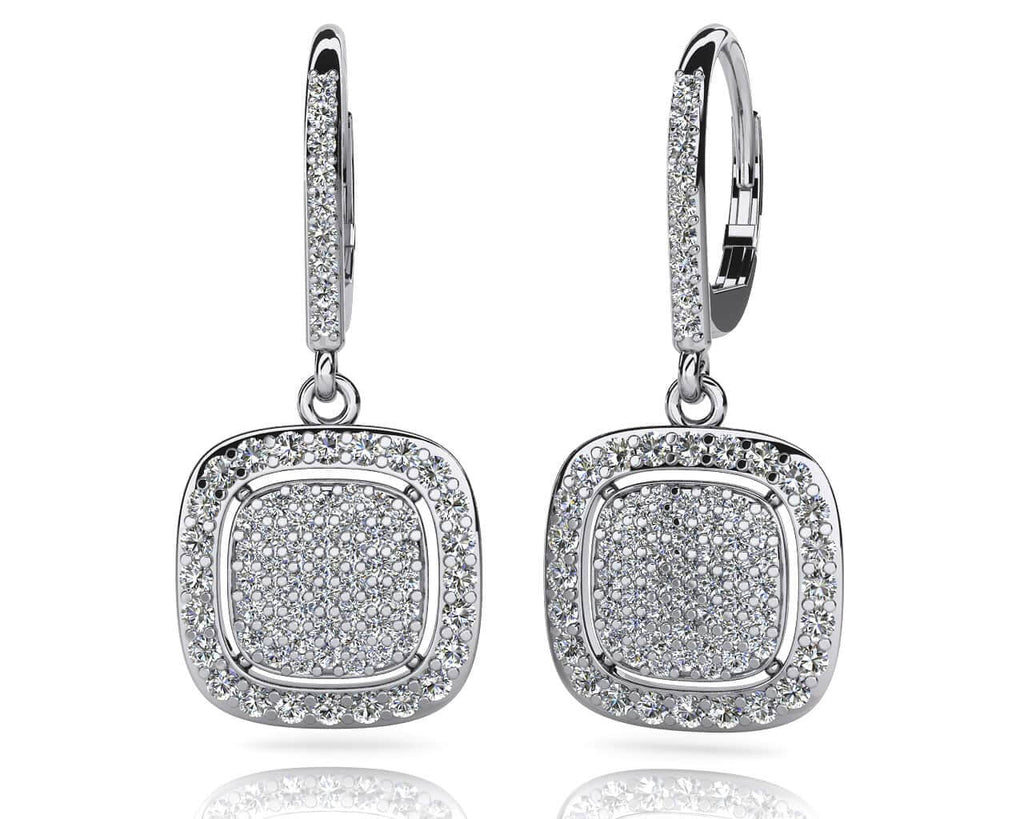 Diamond Lined Cluster Earrings Lab - Grown Diamond with 1.45 ct.(finished) 1.0mm, 1.2mm, 1.5mm - Luxury Time NYC