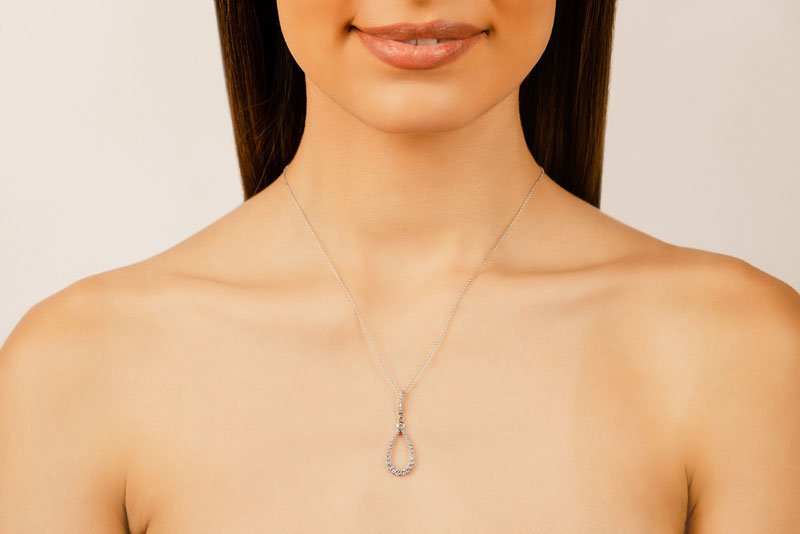 Diamond Lined Designer Teardrop Diamond Pendant with 0.65 ct.(finished) - Luxury Time NYC