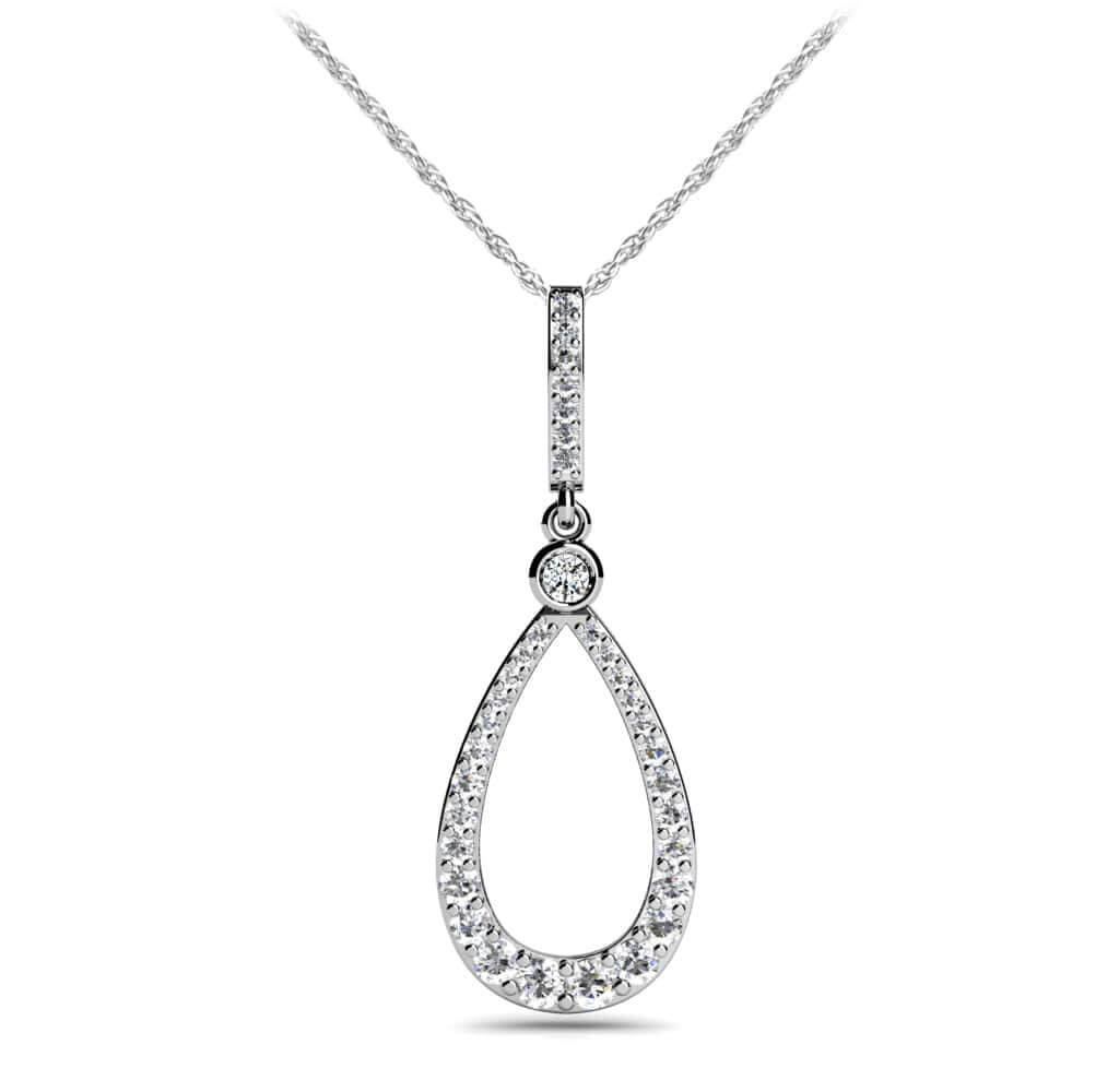 Diamond Lined Designer Teardrop Diamond Pendant with 0.65 ct.(finished) - Luxury Time NYC