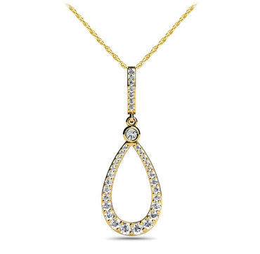 Diamond Lined Designer Teardrop Diamond Pendant with 0.75 ct.(finished) - Luxury Time NYC