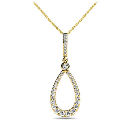 Diamond Lined Designer Teardrop Diamond Pendant with 0.98 ct.(finished) - Luxury Time NYC