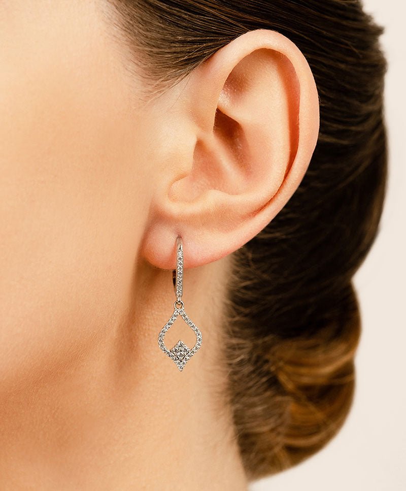 Diamond Lined Pendant Earrings Lab - Grown Diamond with 0.77 ct.(finished) 1.2mm, 1.6mm - Luxury Time NYC