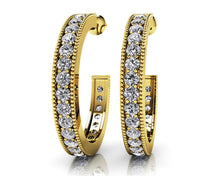 Load image into Gallery viewer, Diamond Lined Round Shaped Hoops Diamond with 1.01 ct.(finished) 1.7mm - Luxury Time NYC