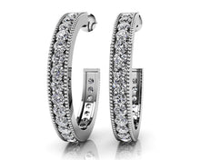 Load image into Gallery viewer, Diamond Lined Round Shaped Hoops Diamond with 1.25 ct.(finished) 1.8mm - Luxury Time NYC