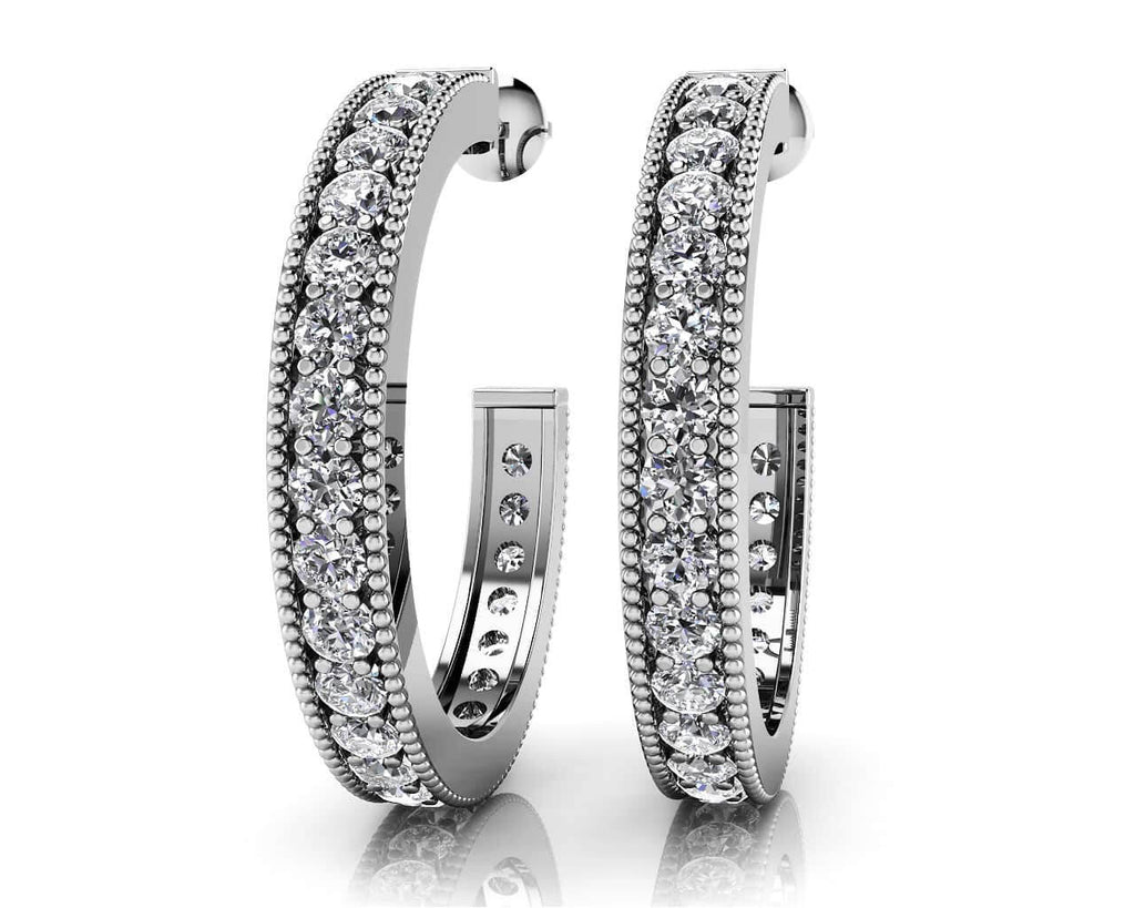 Diamond Lined Round Shaped Hoops Lab - Grown Diamond with 1.01 ct.(finished) 1.7mm - Luxury Time NYC