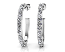 Load image into Gallery viewer, Diamond Oval Diamond Hoop Earrings with 0.50 ct.(finished) 1.3mm - Luxury Time NYC