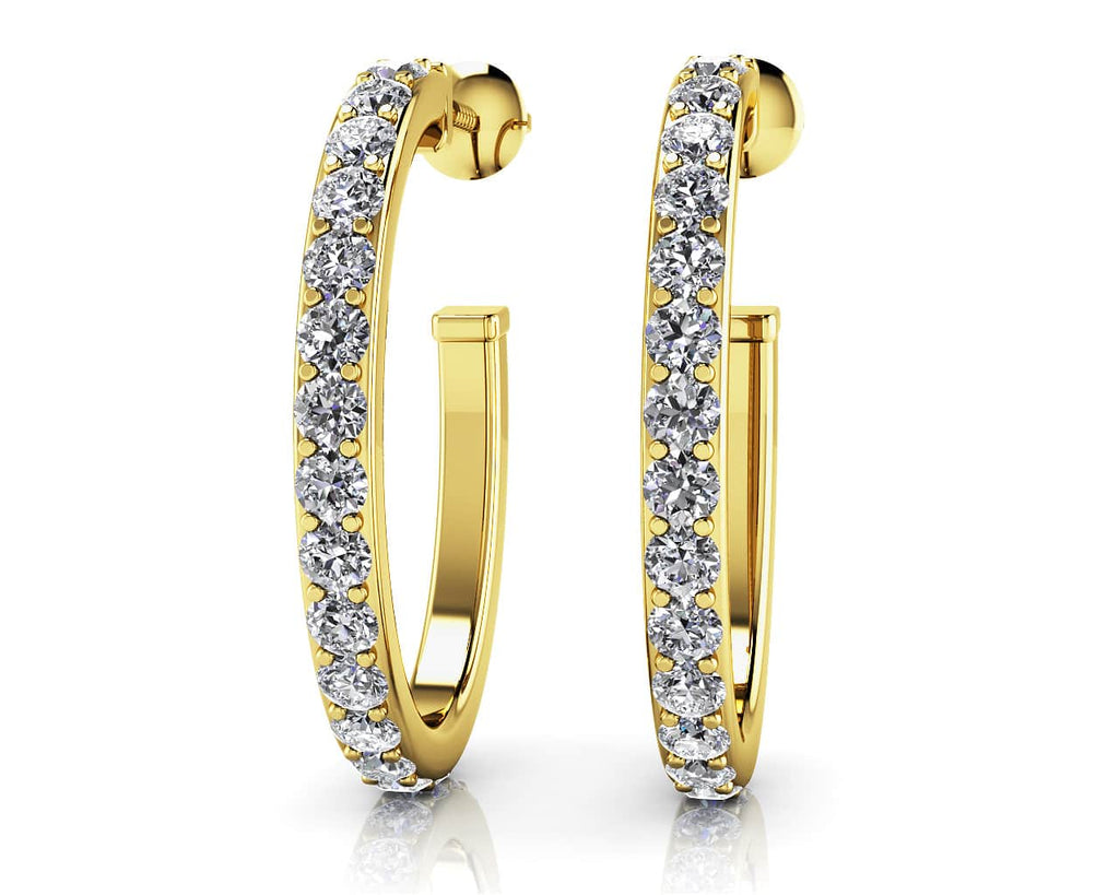 Diamond Oval Diamond Hoop Earrings with 0.50 ct.(finished) 1.3mm - Luxury Time NYC