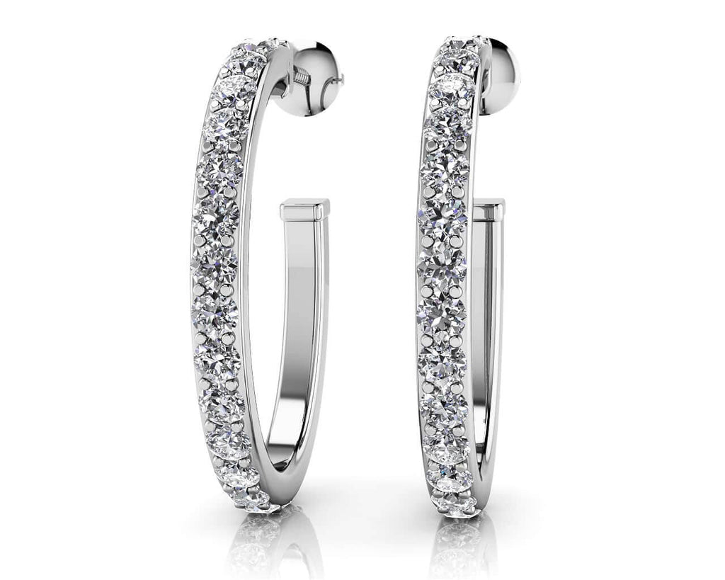 Diamond Oval Diamond Hoop Earrings with 1.01 ct.(finished) 1.7mm - Luxury Time NYC