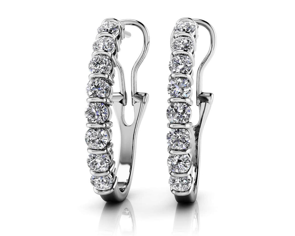 Diamond Oval Shape Diamond Hoop Earrings with 0.48 ct.(finished) 1.9mm - Luxury Time NYC