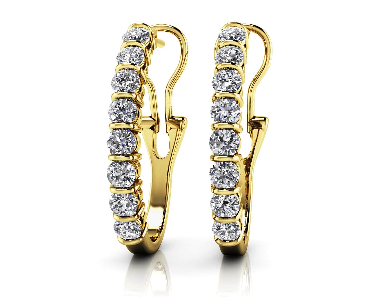 Diamond Oval Shape Diamond Hoop Earrings with 0.96 ct.(finished) 2.5mm - Luxury Time NYC