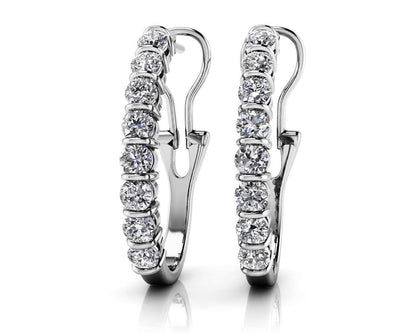 Diamond Oval Shape Hoop Lab - Grown Diamond Earrings with 0.48 ct.(finished) 1.9mm - Luxury Time NYC