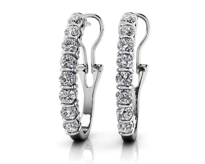 Diamond Oval Shape Hoop Lab - Grown Diamond Earrings with 0.74 ct.(finished) 2.25mm - Luxury Time NYC