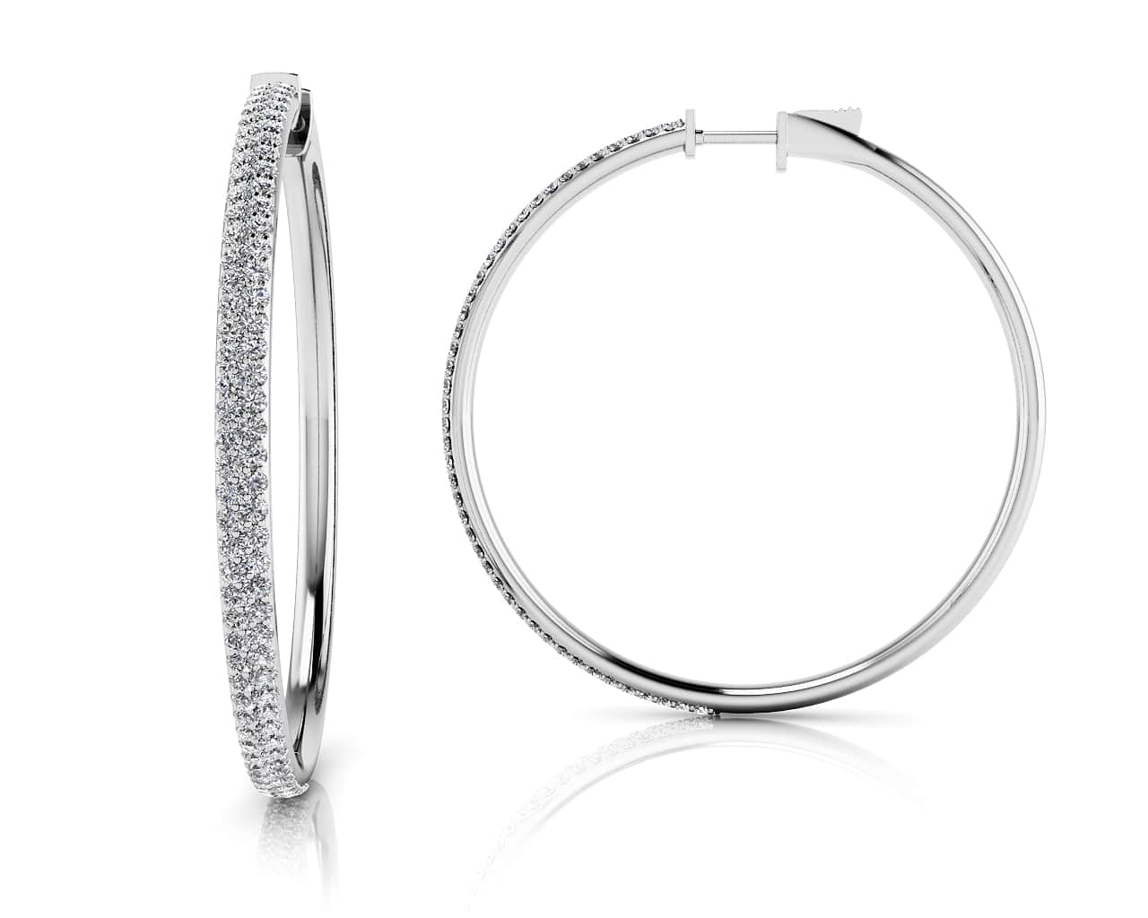 Diamond Pave Hoop Earrings Extra Large Lab - Grown Diamond with 1.17 ct.(finished) 1mm - Luxury Time NYC